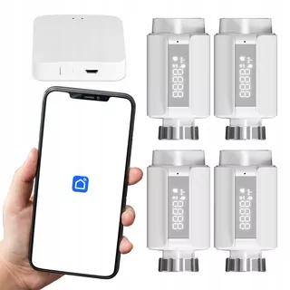 Sada 4 x termostatická hlavica + TUYA Wi-Fi ZigBee brána